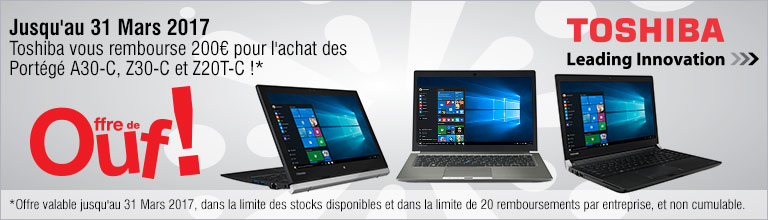 Commencez bien l'année en bénéficiant d'une offre de Ouf sur les tous derniers portege de Toshiba ! Commencez bien l'année en bénéficiant d'une offre de Ouf sur les tous derniers portege de Toshiba !
